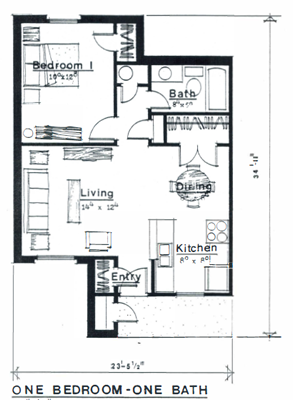 One Bedroom / One Bath - 614 Sq. Ft.*