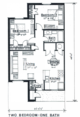 Two Bedroom / One Bath - 747 Sq. Ft.*